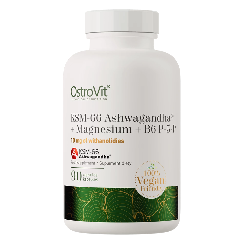 OstroVit - KSM-66 Ashwagandha + Magnez + B6 P-5-P VEGE - 90 kapsułek